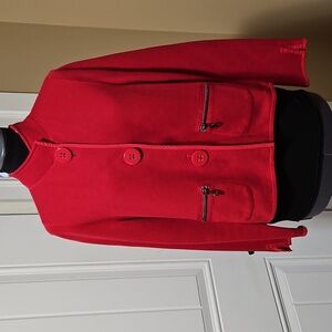 Betty Barclay 3 Button Stand Up Collar Red Cardigan Size 8